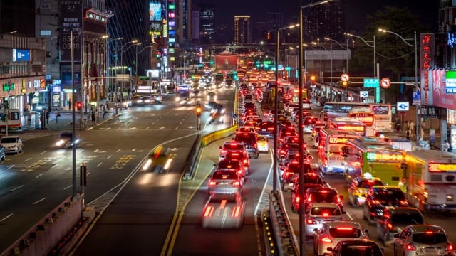 交通, 城市, 城市景观, 夜晚, 点亮, 前夕, 高峰时间