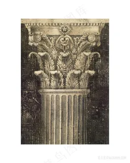 素描罗马柱艺术插画
