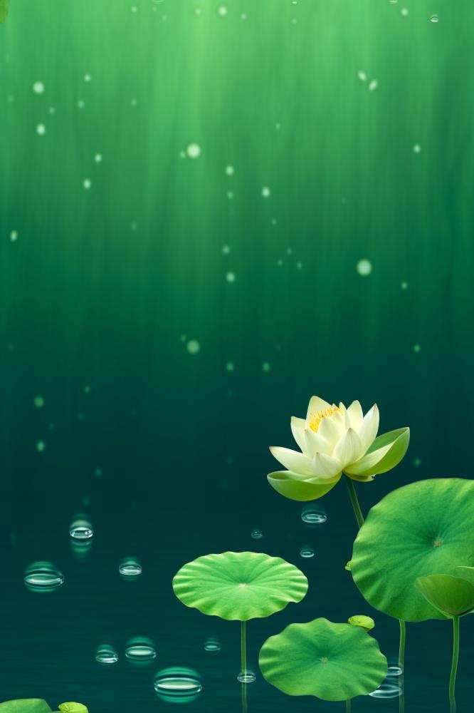 中国风传统绿色莲花简约背景(896x1344)