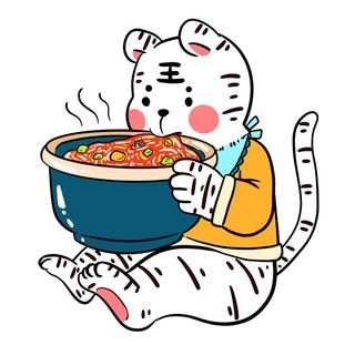 中国风2022虎年元旦新年卡通老虎形象装饰元素插画ps素材