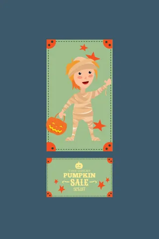 万圣节小鬼捣蛋儿童矢量插画扁平