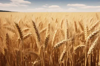 秋天麦田里成熟的小麦摄影图