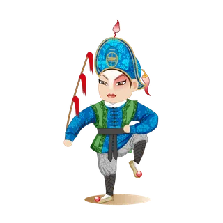 卡通京剧戏剧人物脸谱插画PNG图片 国潮中国风Q版戏剧人物PS素材