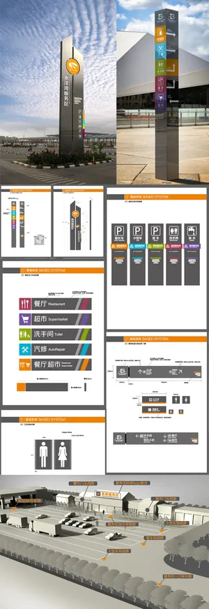 全套高速公路服务区导视系统导视牌设计