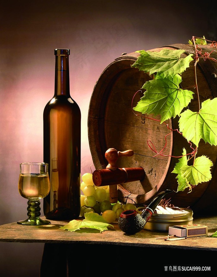 唯美葡萄酒木桶艺术油画