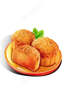 中秋节月饼png高清素材-盘子里的月饼 中秋节月饼png高清素材-盘子里的月饼