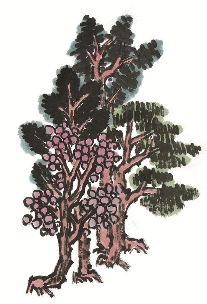 树木国画欣赏美图素材