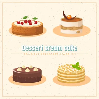 甜品奶油蛋糕Ai矢量素材