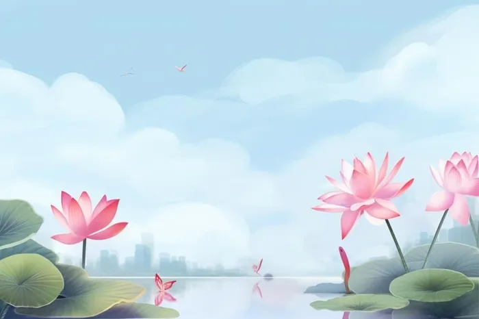 中国风清新荷花简约背景