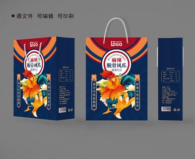 手提袋包装麻辣脱骨鸡爪包装设计