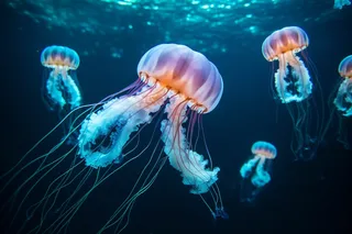 海洋水母蓝色海洋摄影图