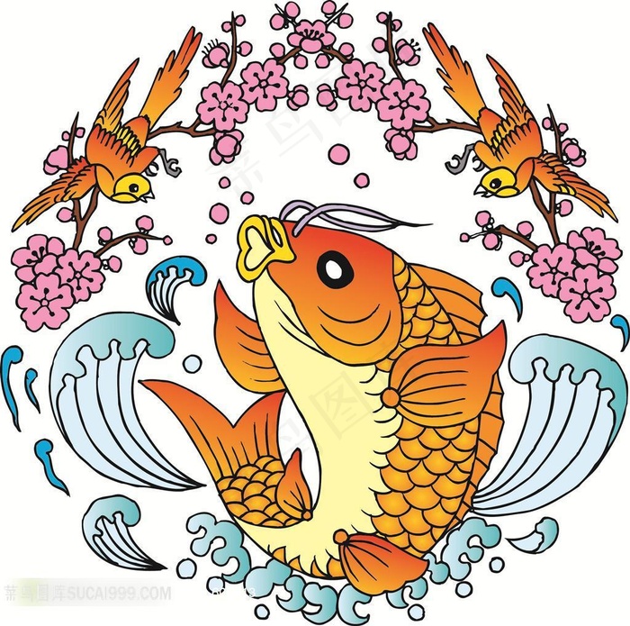 梅花鲤鱼素材图片