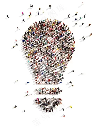 人群组成的电灯泡
