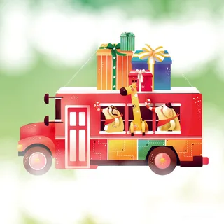 卡通车动物礼品插画