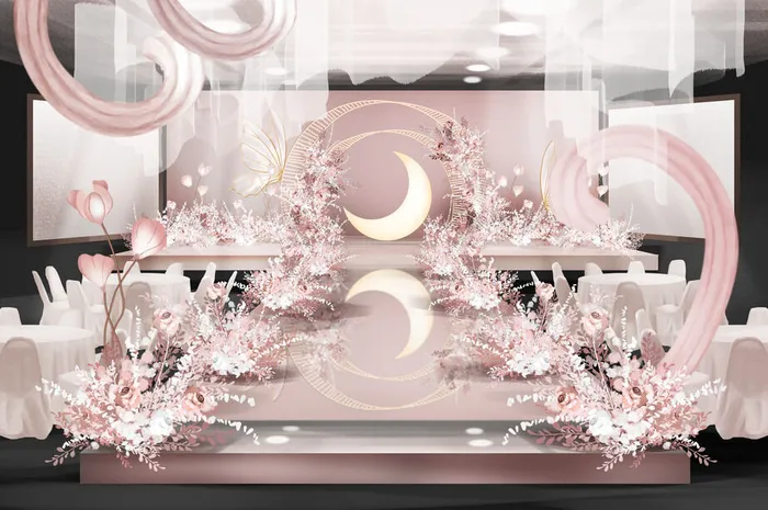梦幻唯美粉色系城堡婚礼效果图