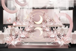 梦幻唯美粉色系城堡婚礼效果图