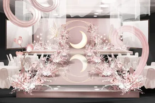 梦幻唯美粉色系城堡婚礼效果图