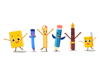 开学季 可爱卡通拟人文具psdpng开学季文具元素