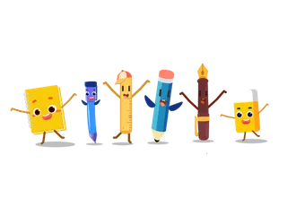 开学季 可爱卡通拟人文具psdpng开学季文具元素