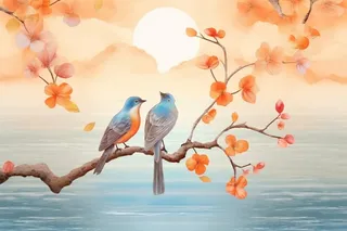 秋季落叶简约清新淡雅背景