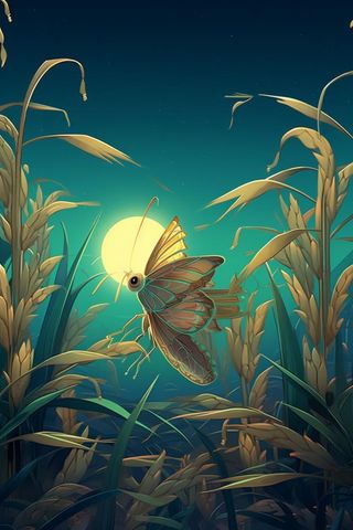 国风传统叶子夜晚背景