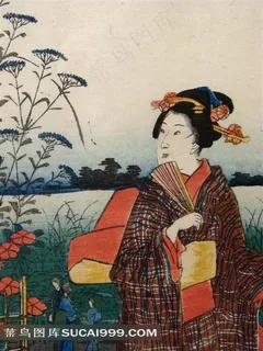 日本浮世绘郊游的美丽女人 日本浮世绘郊游的美丽女人