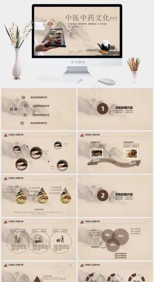 中药中医治病PPT模板ppt模版预览图