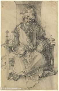 丢勒手绘胡须男艺术挂画