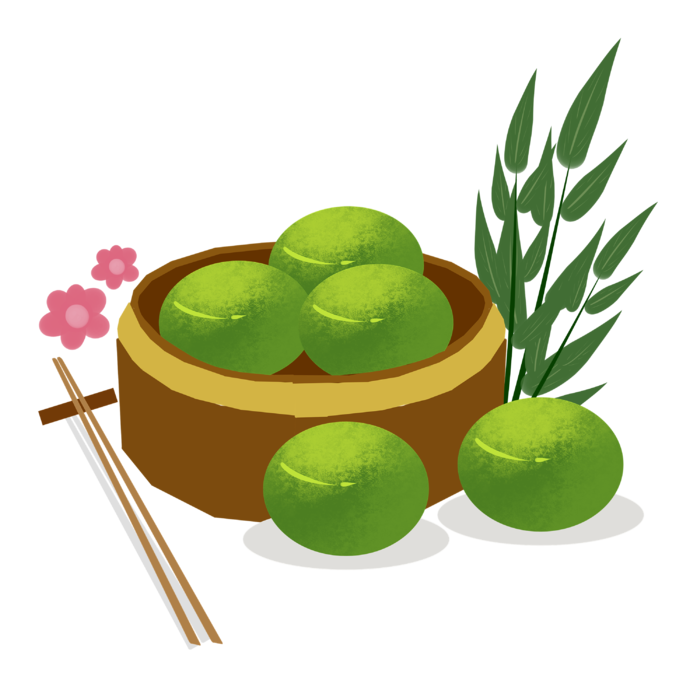 清明节海报设计插图卡通青团素材图片元素png透明背景