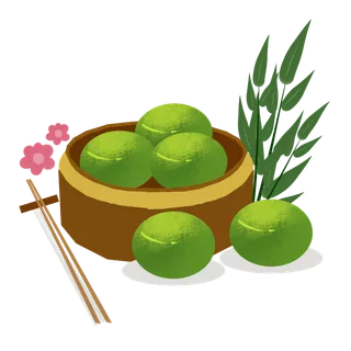 清明节海报设计插图卡通青团素材图片元素png透明背景