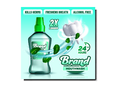 矢量口腔牙刷与冲洗器广告