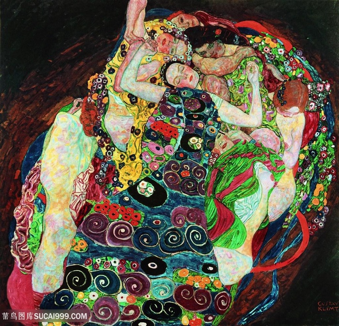 克里姆特油画唯美抽象女性装饰画