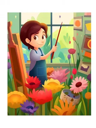 美术画画花朵插画背景