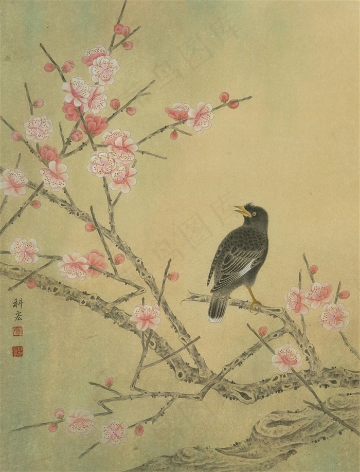 醉花荫工笔花鸟