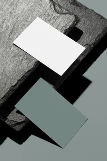 石块背景正反面高档轻奢名片样机