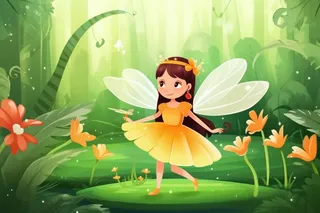 清新鲜花蝴蝶仙女精灵插画背景