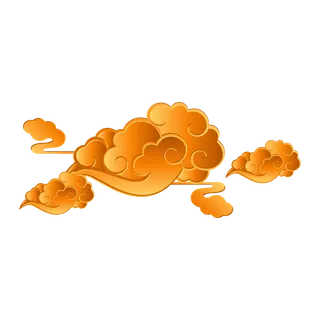 大气中国风祥云国潮风金边立体云朵剪纸创意装饰元素PNG免抠素材