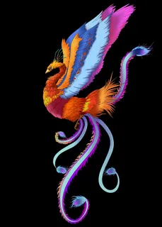 手绘国潮中国风神龙凤凰卡通形象插画装饰元素图案PSD设计素材