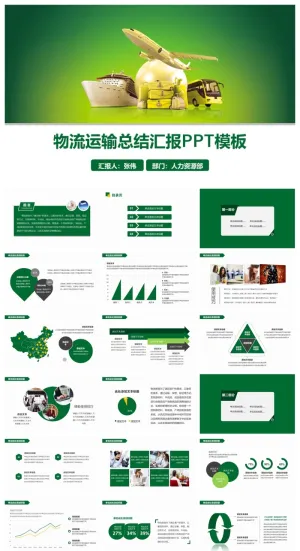 物流运输总结汇报PPT模板预览图