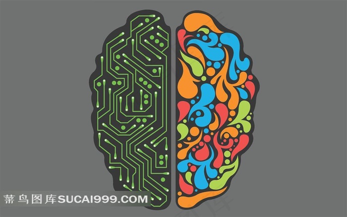 科技风格电路抽象人脑型图