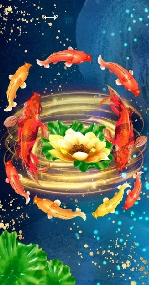 雕塑九鱼团徽玄关背景墙psd模版下载