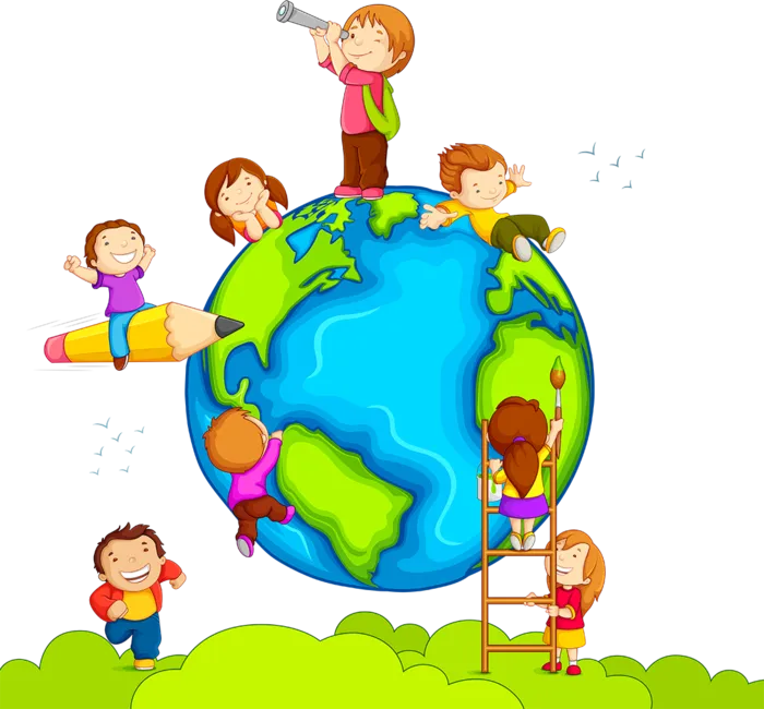 地球卡通孩子人物简笔少儿兴趣班