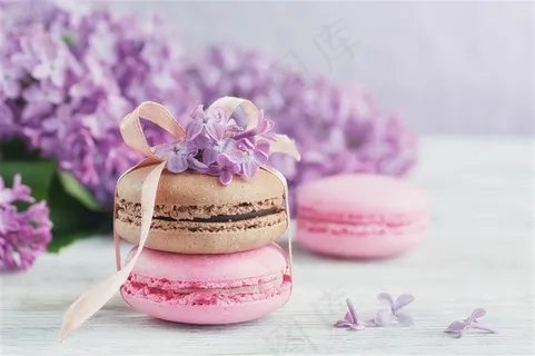 马卡龙饼干与杯子素材图片