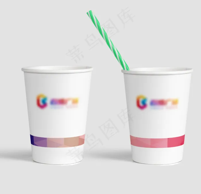 时尚炫彩水杯纸杯样机psd模版下载