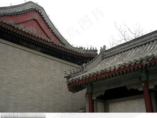 颐和园风光-古老的青砖房屋
