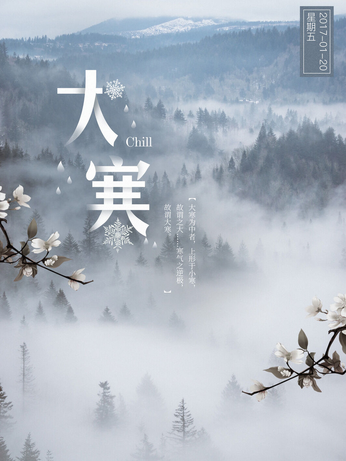 24二十四节气传统节日大寒宣传活动海报插画合集psd设计素材模板