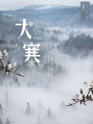 24二十四节气传统节日大寒宣传活动海报插画合集psd设计素材模板