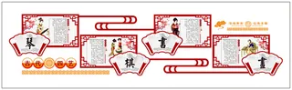 校园文化墙展板 琴棋书画