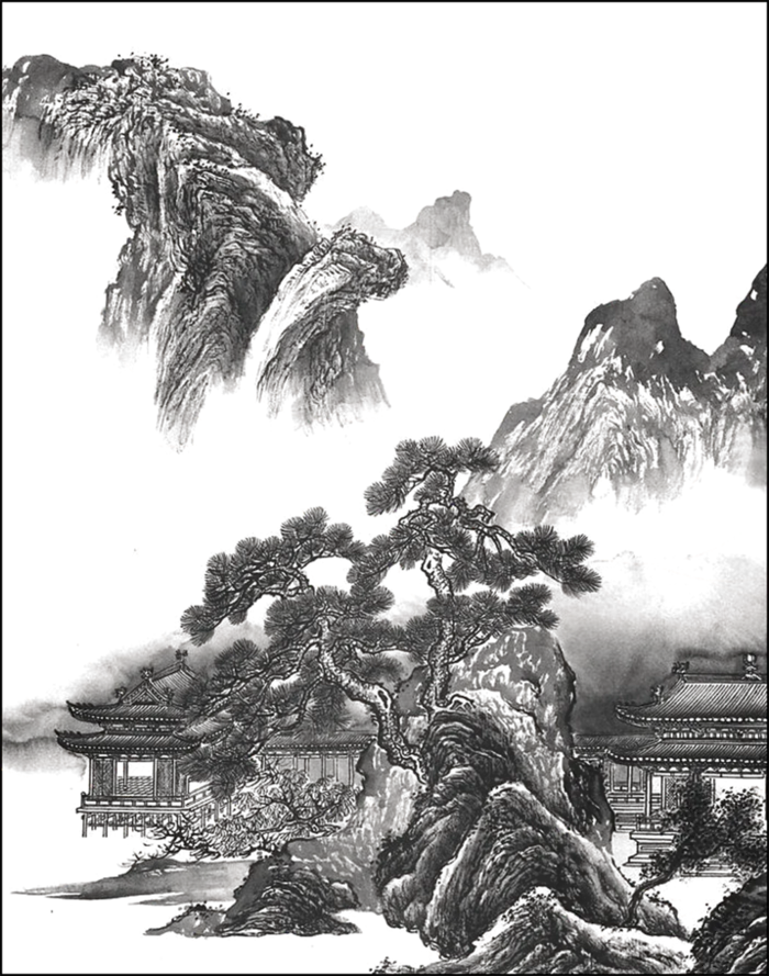中国古风元素山水