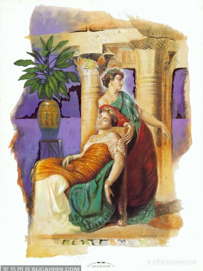 熟睡的女性唯美艺术插画